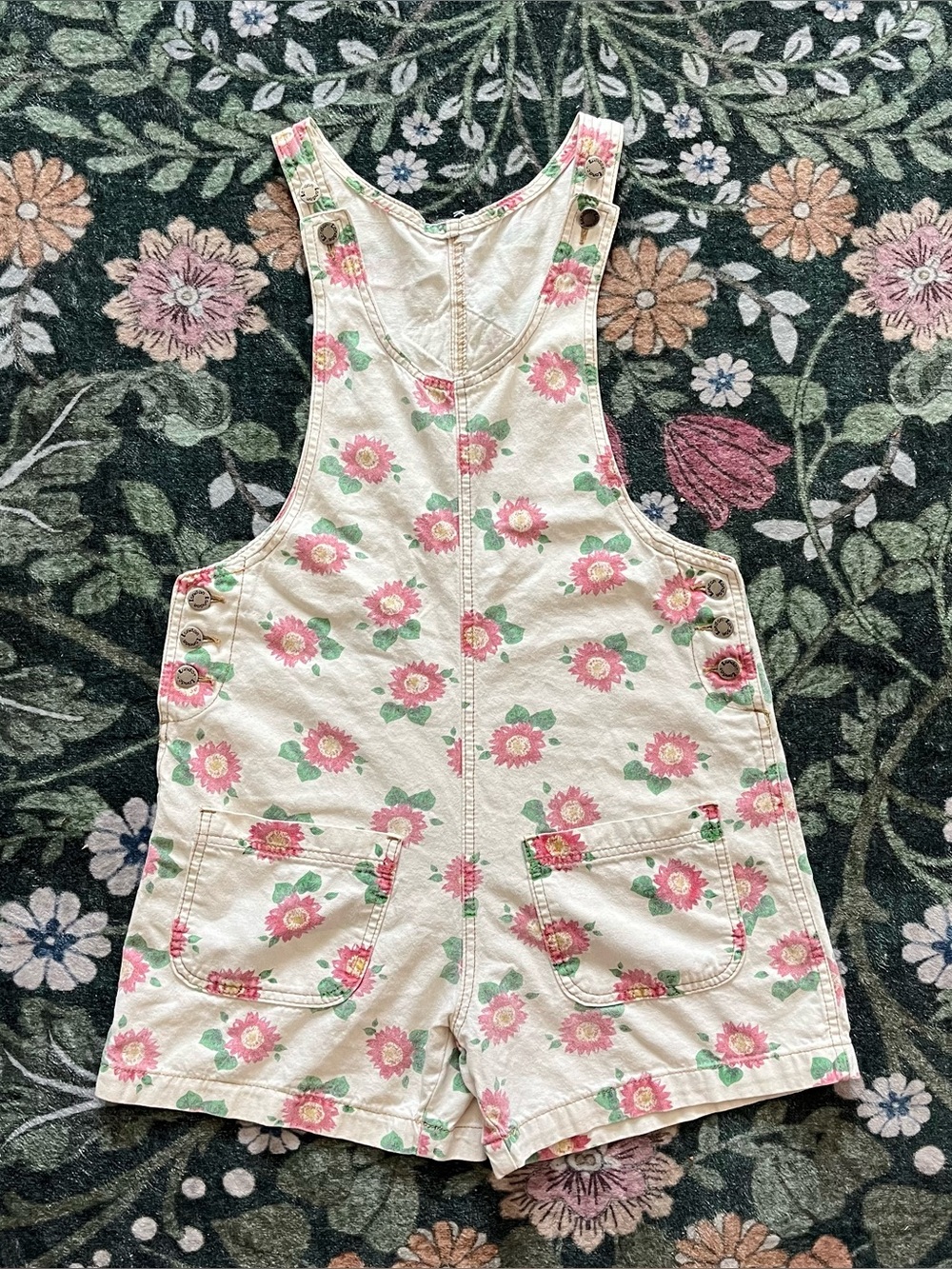 🌺 Vintage Floral Denim Overalls 🌺